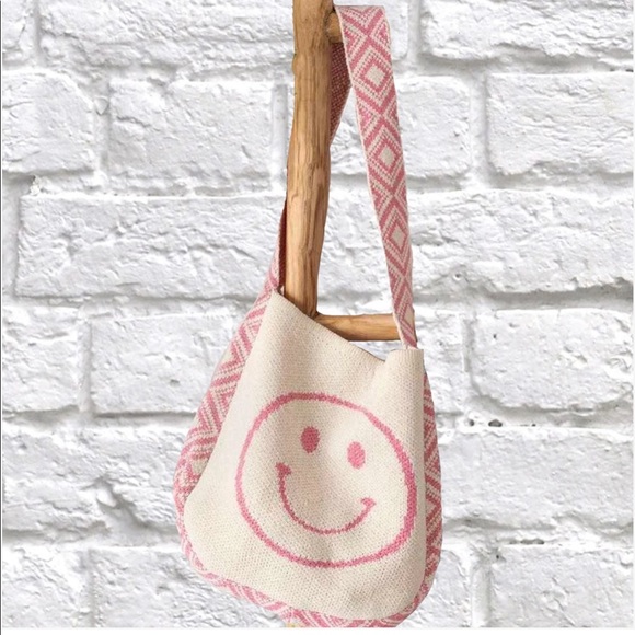 LAST 1! Bohemian Aztec Smiley Face Woven Boho  Happy Casual Shoulder bag - Picture 2 of 16